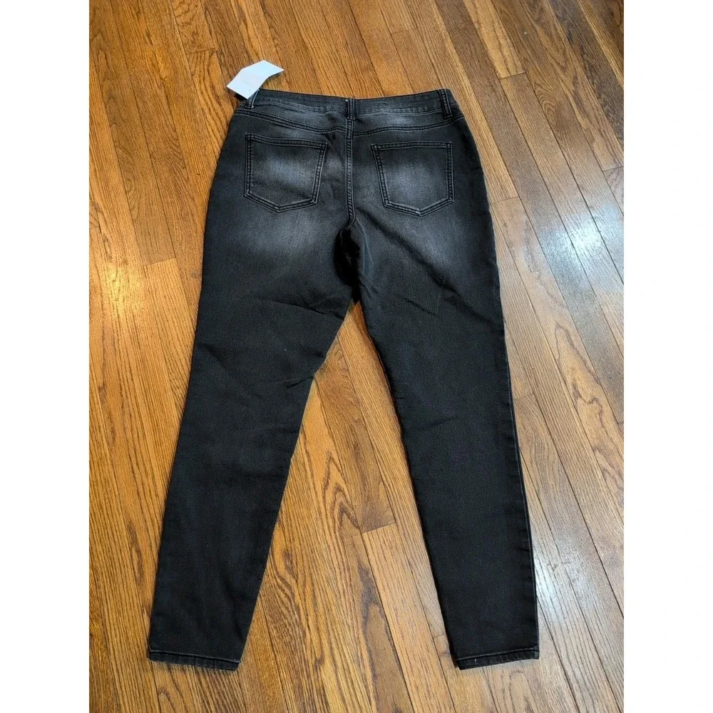 Maurices Womens‎ Large BLACK Stretch Skinny Jeans Jegging Mid Rise